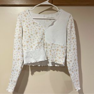 American Eagle Cropped Waffle Knit Top